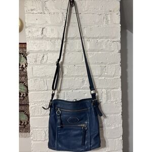 Gianni Bernini, 100% Leather Blue Shoulder‎ Bag Purse